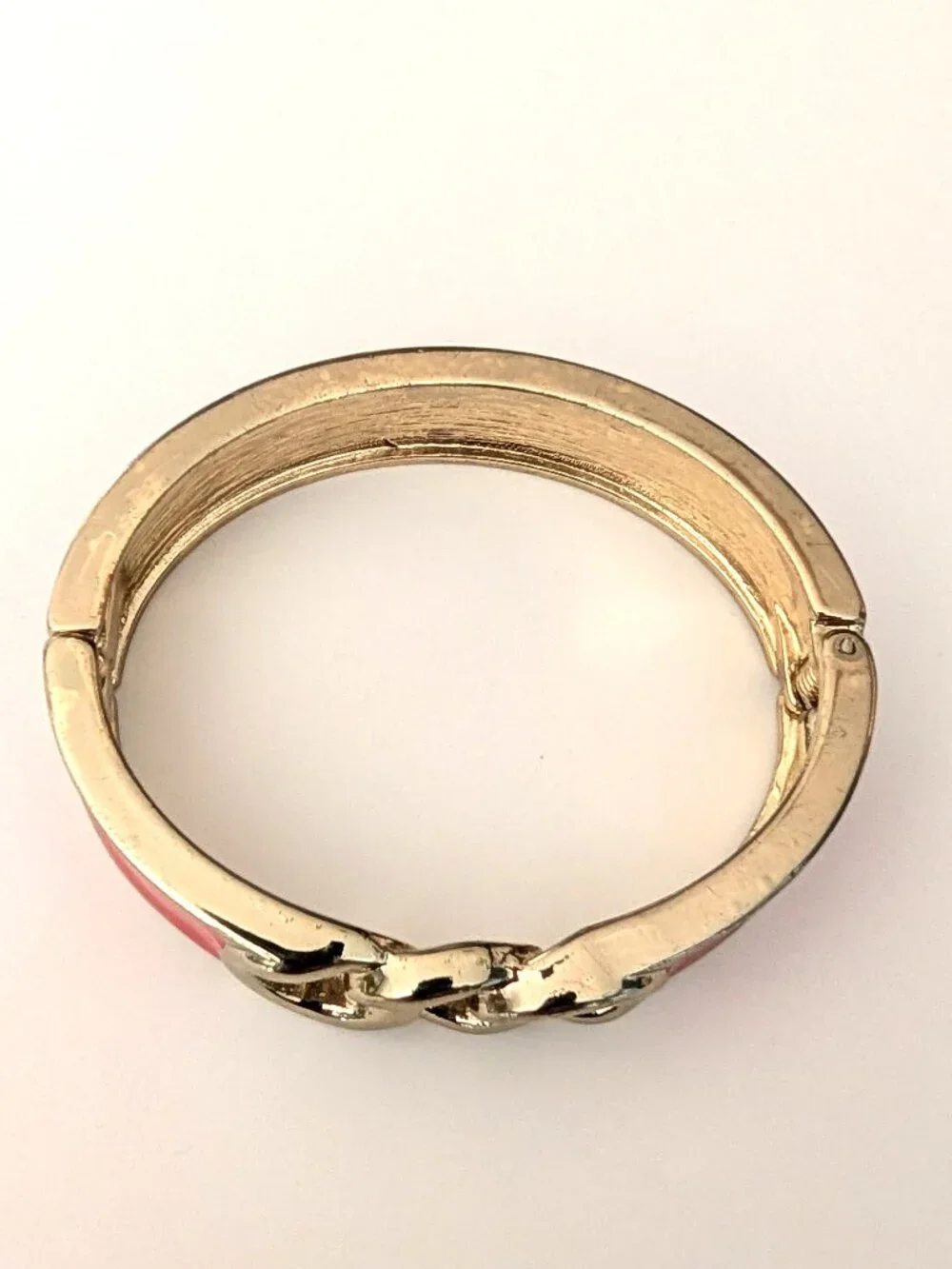 Gold and orange enamel bangle